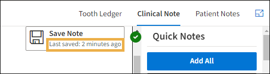 Clinical Note Save button with yellow highlight box around the Last Saved notation.